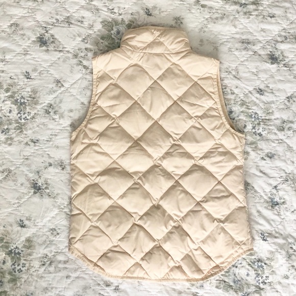 J Crew Factory Cream Puffer Vest with Gold Zipper - Picture 9 of 11